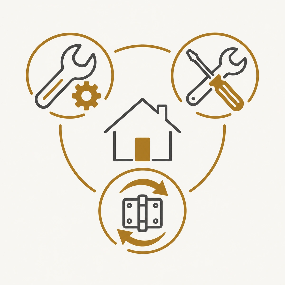 Symbolgrafik für Service, Reparatur und Ersatz rund ums Zuhause